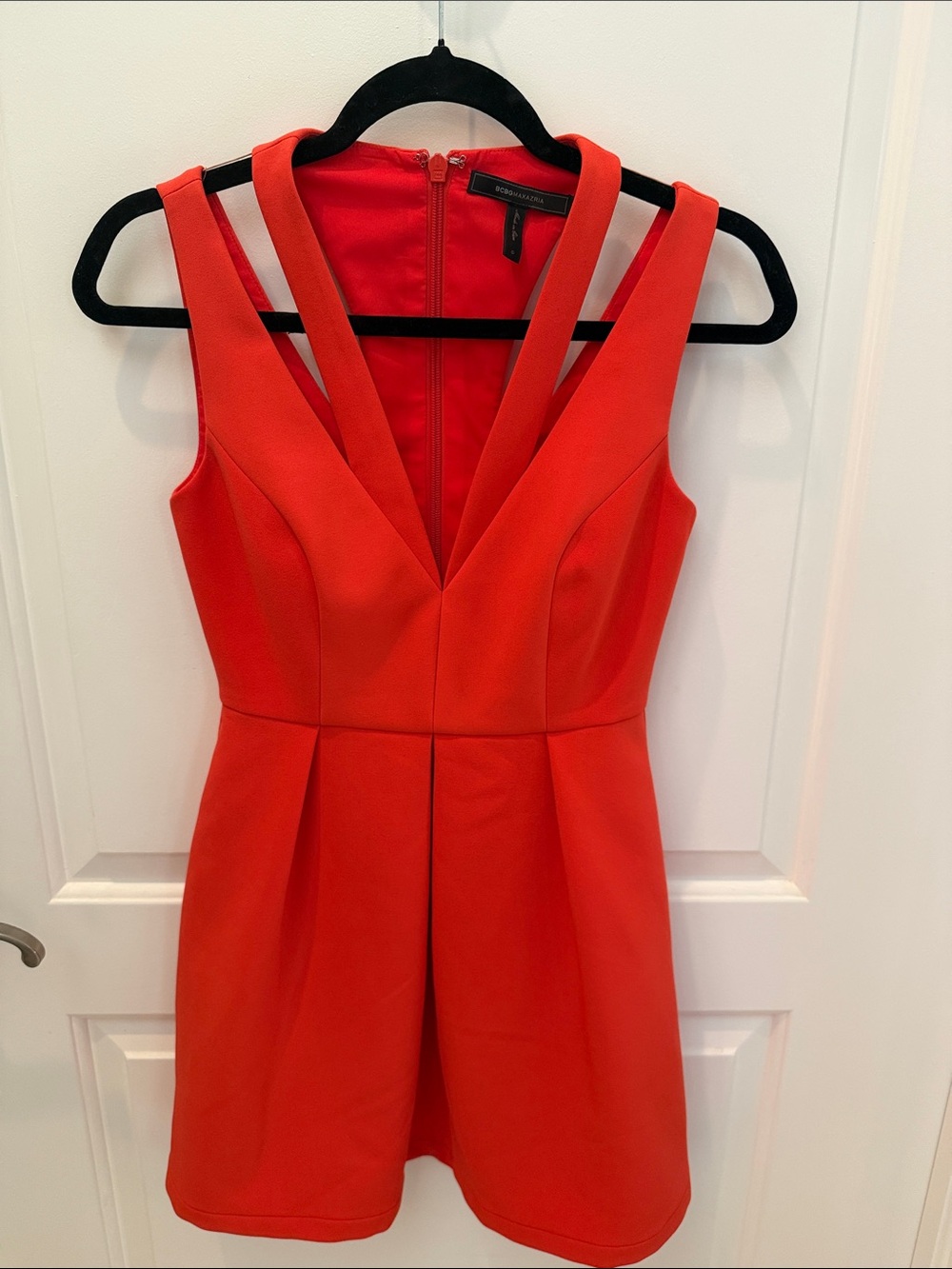 BCBGMaxAzria Bright Red Plunging V-Neck Mini Dress